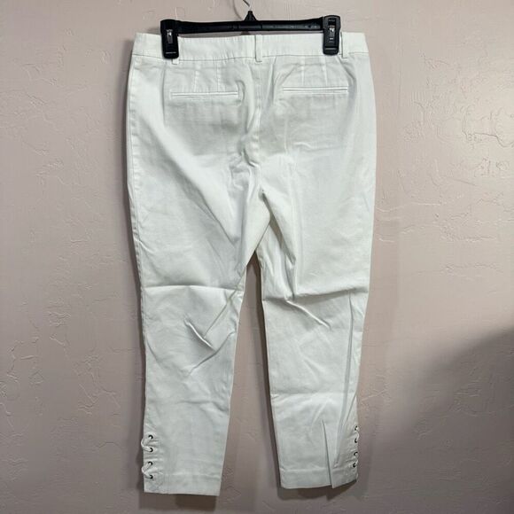 Talbots Lace up Slim Ankle White High Waisted Pants - Picture 3 of 6